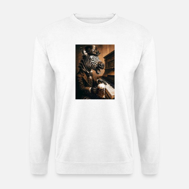 Zebra Pianist - Unisex Pullover - Weiß