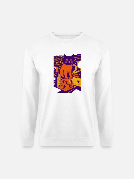 Chat géant dans la ville - Sweat-shirt Unisexe - blanc