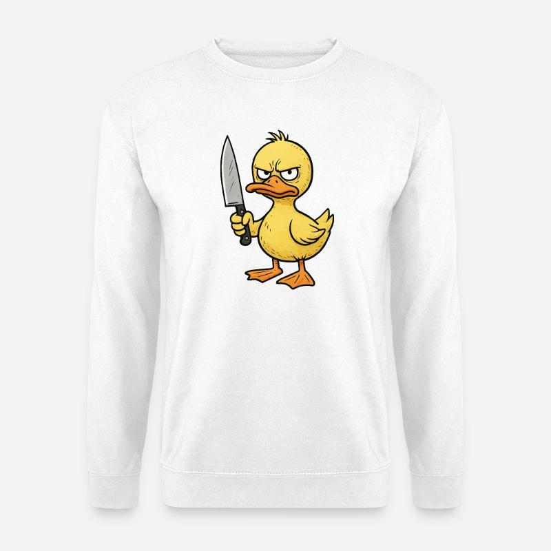 Wütendes Entenküken mit Messer - Unisex Pullover - Weiß