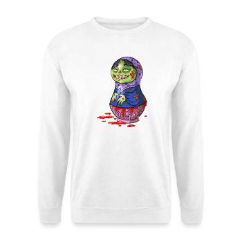 Zombie-Matrjoschka-Puppe - Unisex Pullover - Weiß - Vorne - Alina (178cm) & Michal (187cm)