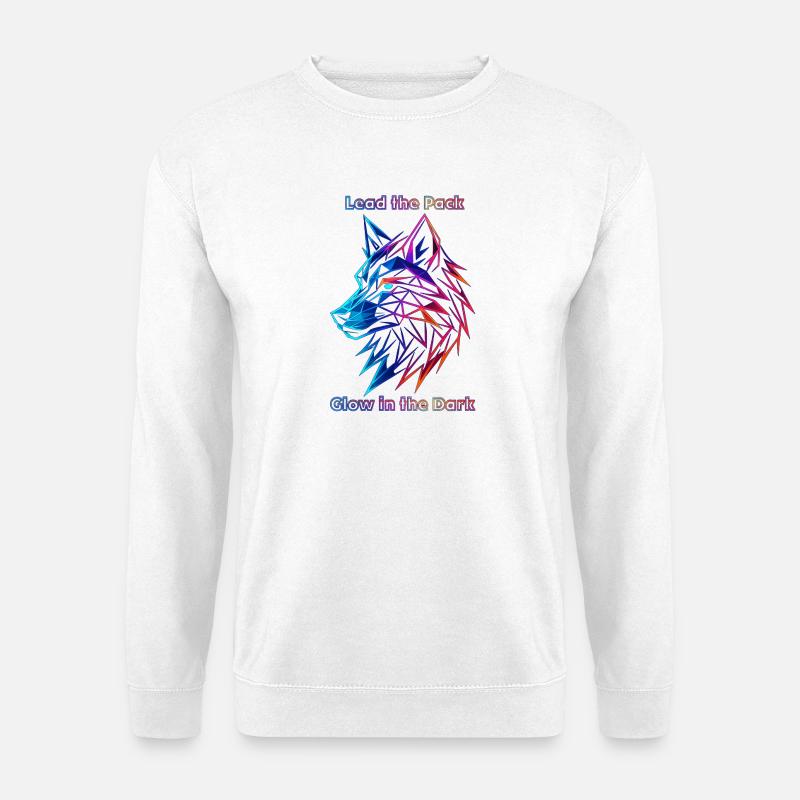 Neon Geometrische Wolf Illustration - Unisex Pullover - Weiß