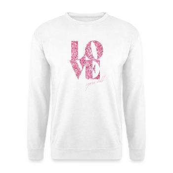 Rosa Glitzer Liebe Typografie Design - Unisex Pullover - Weiß - Vorne