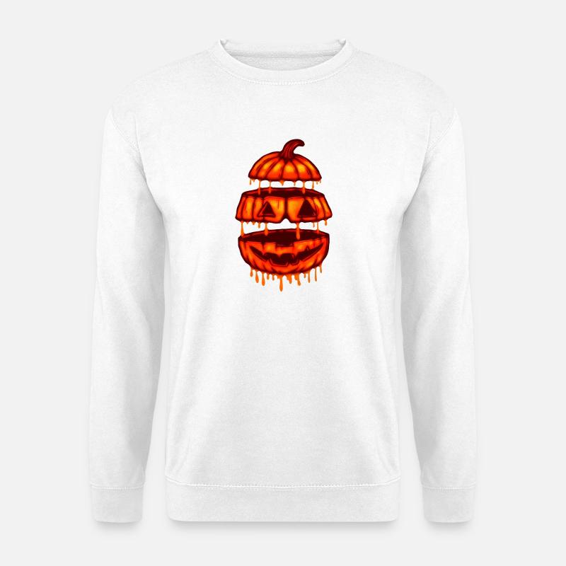 Leuchtender Burger Kürbis - Unisex Pullover - Weiß