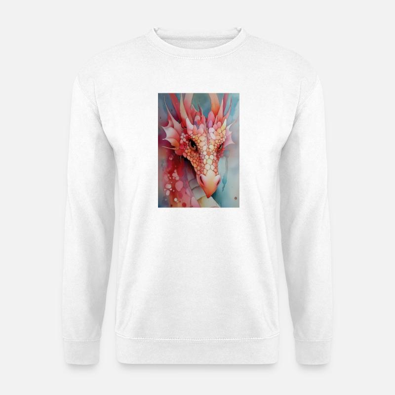 Rosa Mosaik Aquarell Drache - Unisex Pullover - Weiß
