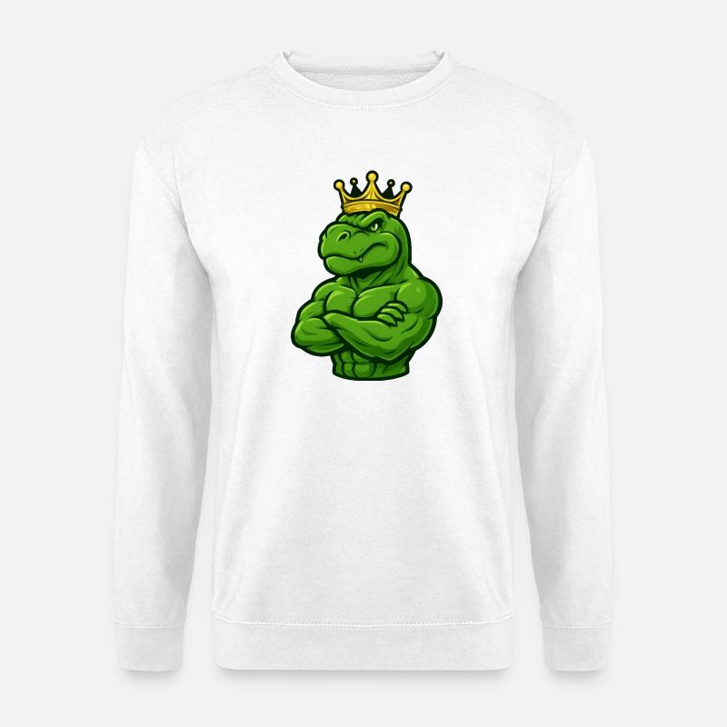 Starker T-Rex Dinosaurier mit Krone Selbstbewusst  - Unisex Pullover - Weiß