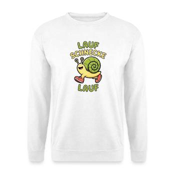 Lauf Schnecke Lauf – lustiges Tiermotiv, Spruch - Unisex Pullover - Weiß - Vorne