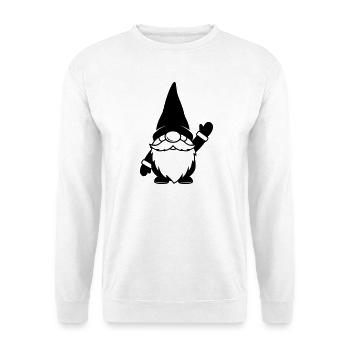 Lustiger Wichtel am Winken Illustration - Unisex Pullover - Weiß - Vorne