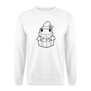 Weihnachtsfrosch in Geschenkbox Illustration - Unisex Pullover - Weiß - Vorne