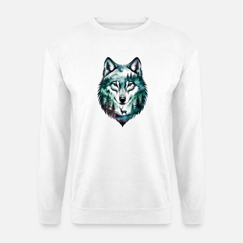 Wolf-Silhouette – Motivations-Wolf-Logo - Unisex Pullover - Weiß