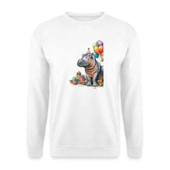 Hippo Birthday Party with Balloons - Unisex Sweatshirt - white - Front