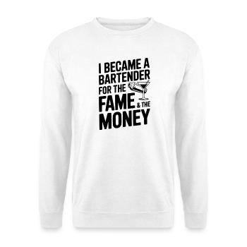 Ich wurde Barkeeper für den Ruhm und das Geld - Unisex Pullover - Weiß - Vorne