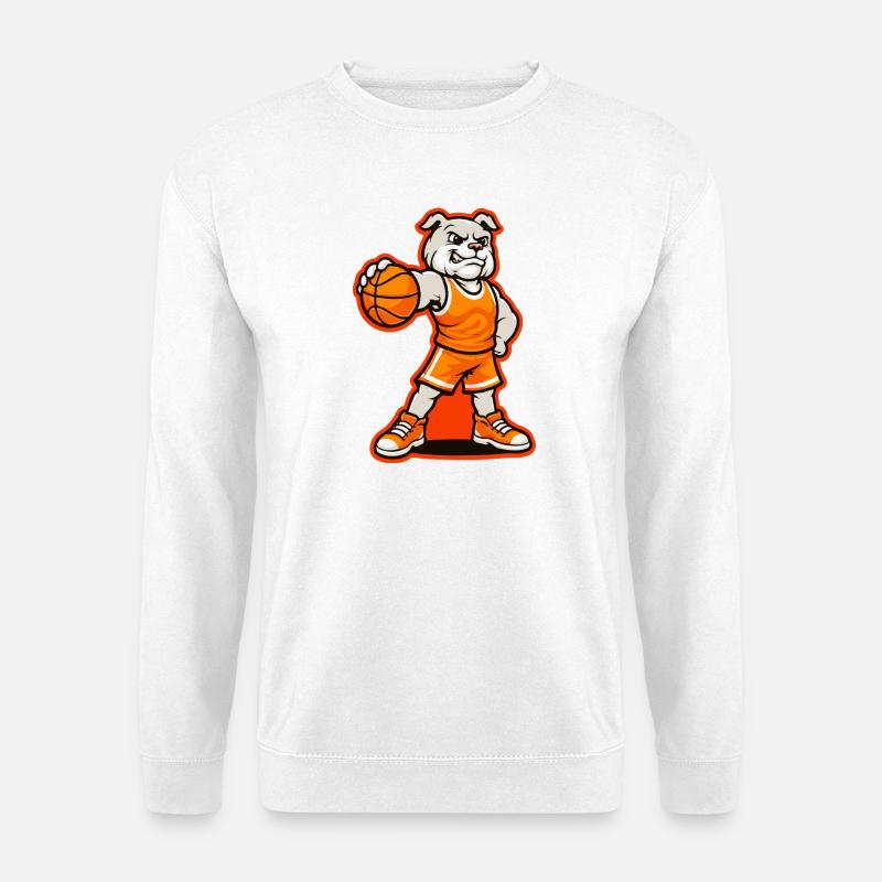 Basketball-Bulldoggen-Maskottchen-Powerpose - Unisex Pullover - Weiß