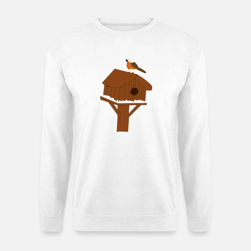Vogelhaus am Schneeboden - Unisex Pullover - Weiß