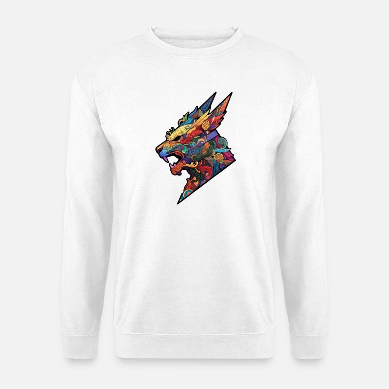 Kaleidoscopic Dragon: Folklore Fire - Unisex Sweatshirt - white