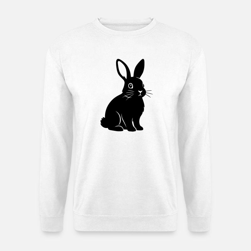 Bunny Rabbit Silhouette Black Vector - Unisex Sweatshirt - white
