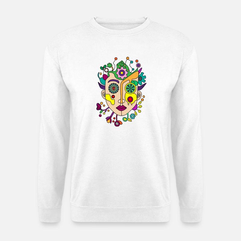 Kaleidoskopisches Splitgesicht - Unisex Pullover - Weiß