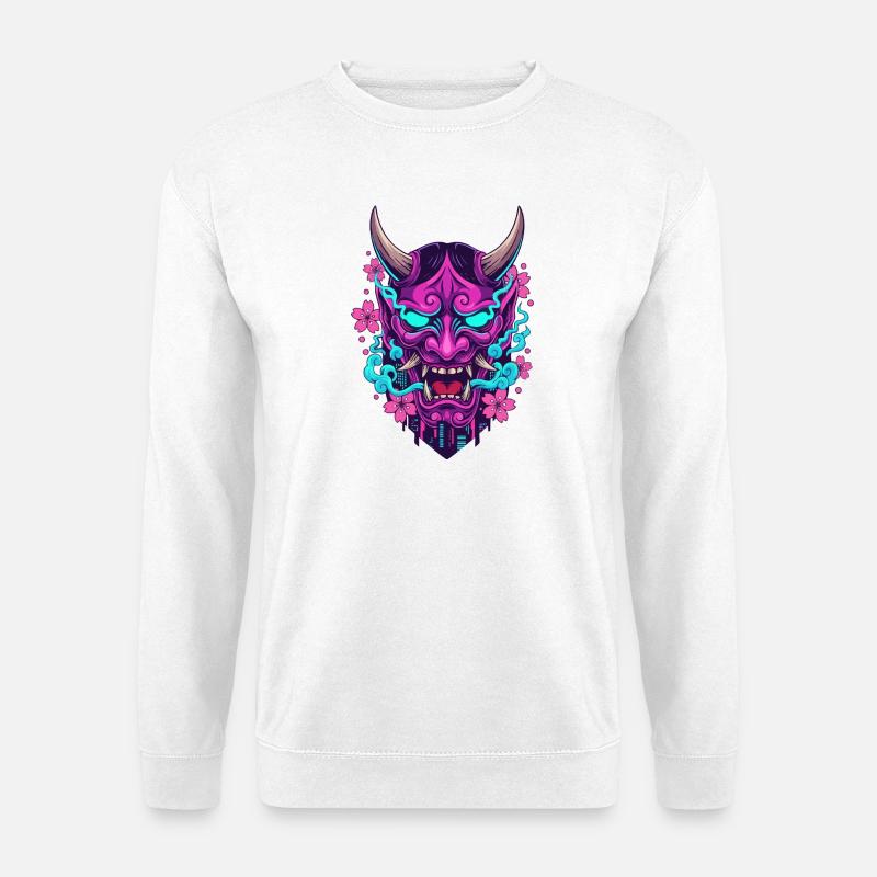 Florale Neon-Dämonenmaske - Unisex Pullover - Weiß