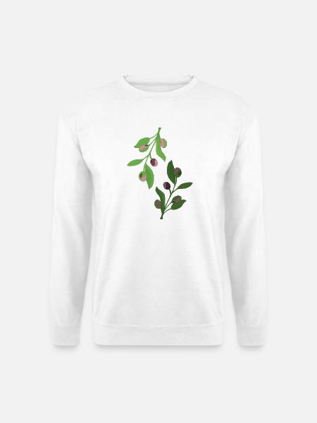 olive branches green pink - Unisex Sweatshirt - white