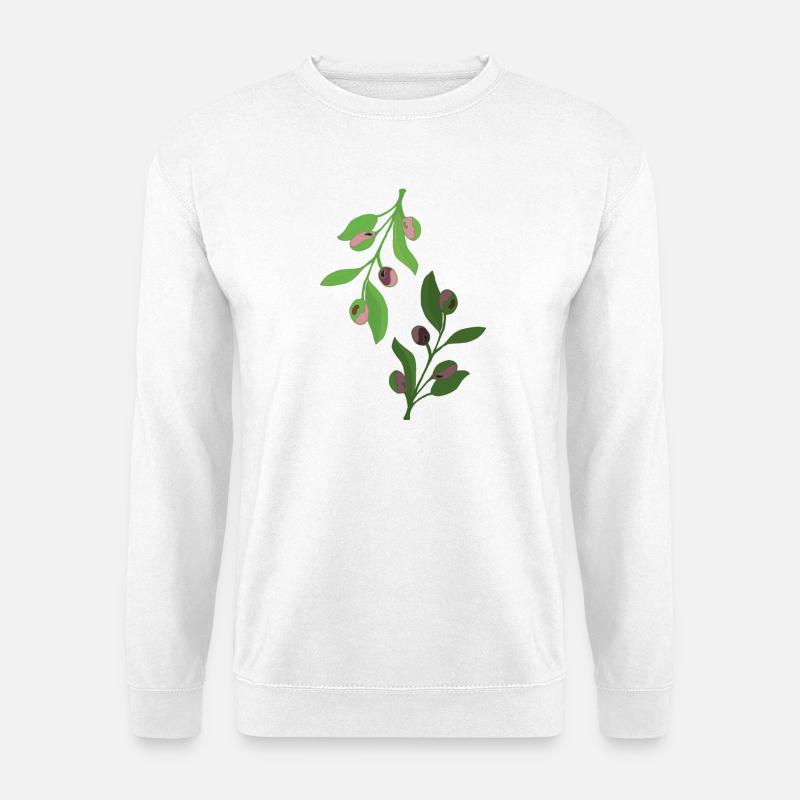 olive branches green pink - Unisex Sweatshirt - white