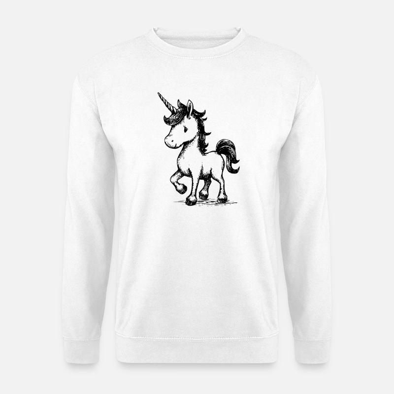 putziges Einhorn - Unisex Pullover - Weiß