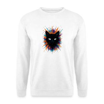 Black Cat Watercolor Splash Art - Unisex Sweatshirt - white - Front
