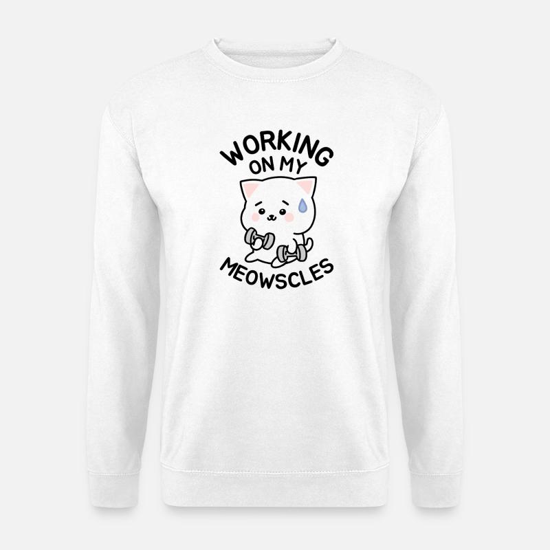 Working On My Meowscles - Unisex Sweatshirt - white