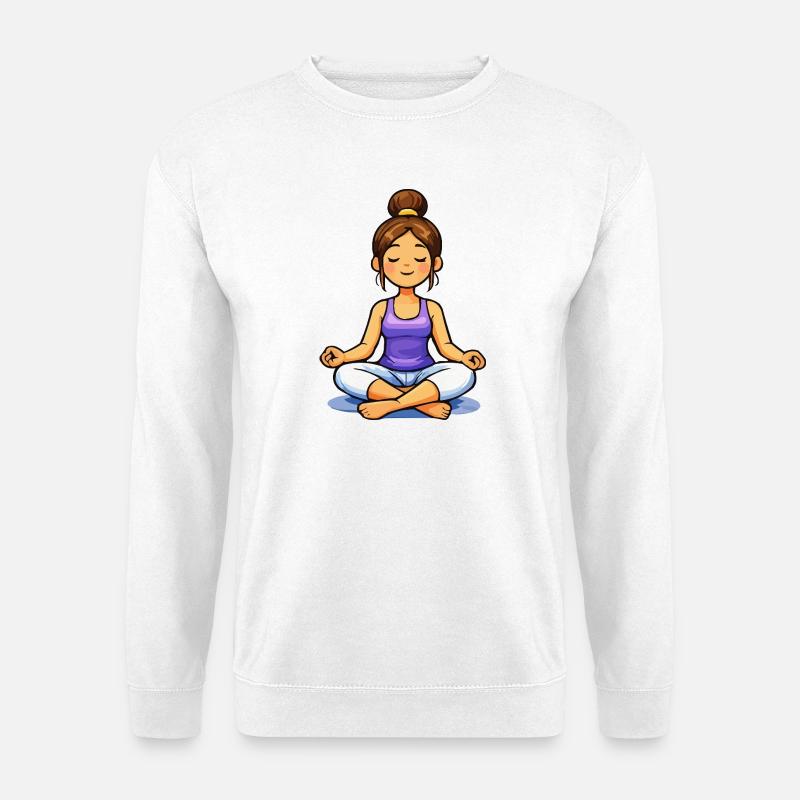 Meditierende Schneidersitz Frau - Unisex Pullover - Weiß