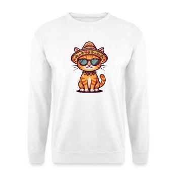 Katze Comic Lustig Sombrero - Unisex Pullover - Weiß - Vorne