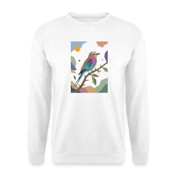 Design de rouleau poitrine lilas oiseau coloré - Sweat-shirt Unisexe - blanc - Devant
