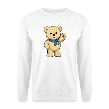 Ours en peluche avec écharpe bleue - Sweat-shirt Unisexe - blanc - Devant