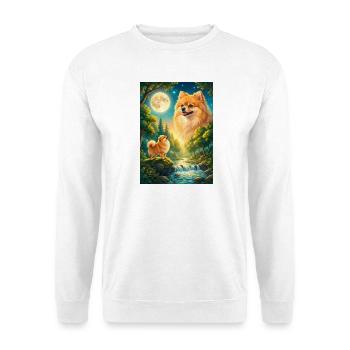 Howling to the Moon Meme Dog Pomeranian - Unisex Sweatshirt - white - Front