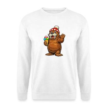 Walross mit Eistüte - Unisex Sweatshirt - white - Front