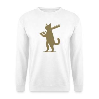 Minimalistische Katzen-Baseballspieler Silhouette - Unisex Pullover - Weiß - Vorne