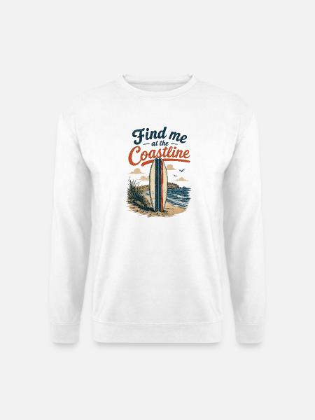Find me at the Coastline Surfboard - Unisex Pullover - Weiß