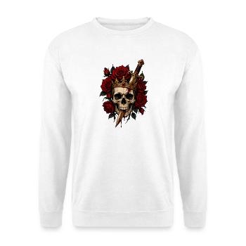 Royal skull with roses and dagger - Unisex Sweatshirt - white - Front