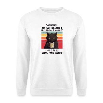 A funny vintage design featuring a grumpy black ca - Sweat-shirt Unisexe - blanc - Devant