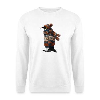 Pinguin im Strickpullover Winter Weihnachten - Unisex Pullover - Weiß - Vorne - Alina (178cm) & Michal (187cm)