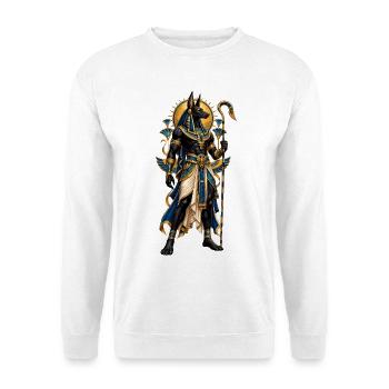 Anubis im Goldenen Gewand - Unisex Pullover - Weiß - Vorne - Alina (178cm) & Michal (187cm)