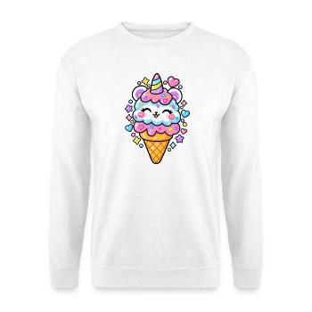 Lustiges Pastell-Eishorn - Unisex Pullover - Weiß - Vorne - Alina (178cm) & Michal (187cm)