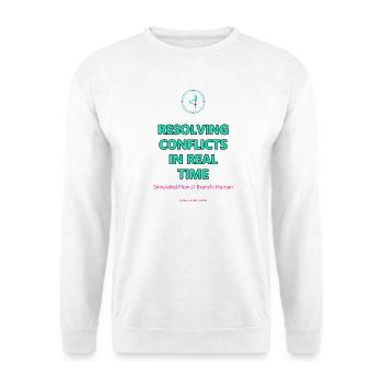 Resolving Conflicts In Real Time · helle Kleidung - Unisex Pullover - Weiß - Vorne - Alina (178cm) & Michal (187cm)