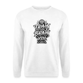 Trainiere dein Gehirn - Unisex Pullover - Weiß - Vorne - Alina (178cm) & Michal (187cm)