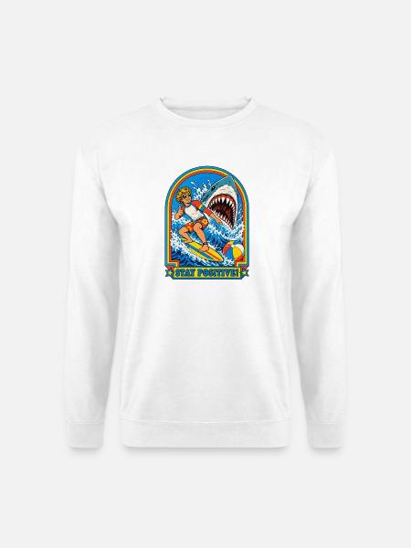 Positiver Surf Shark Retro - Unisex Pullover - Weiß