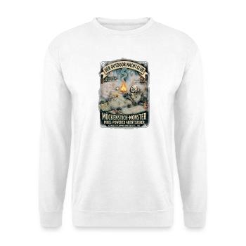 Camping Skelett Lagerfeuer Mücken Lustig Outdoor  - Unisex Pullover - Weiß - Vorne - Alina (178cm) & Michal (187cm)