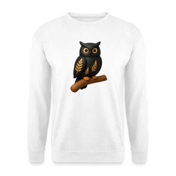 Eule mit goldenen Blättern - Unisex Pullover - Weiß - Vorne - Alina (178cm) & Michal (187cm)