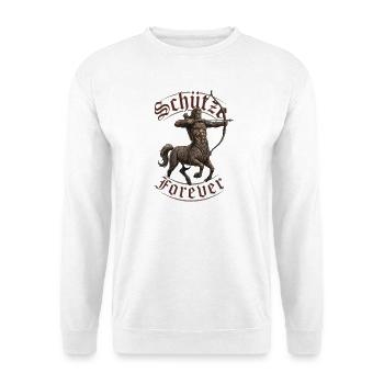 Schütze Krieger Tattoobogen - Unisex Pullover - Weiß - Vorne - Alina (178cm) & Michal (187cm)