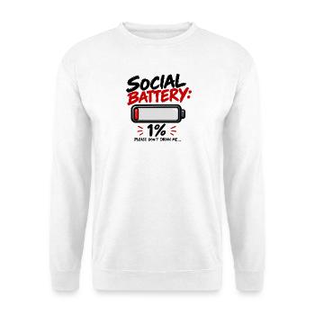 Soziale Batterie - Unisex Pullover - Weiß - Vorne - Alina (178cm) & Michal (187cm)
