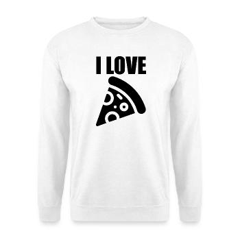 Ich liebe Pizza - Unisex Pullover - Weiß - Vorne - Alina (178cm) & Michal (187cm)