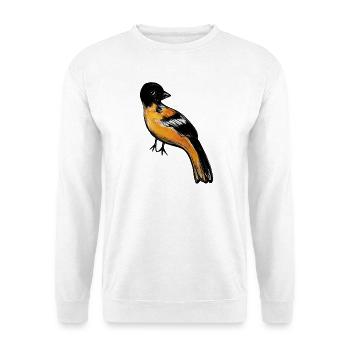 Crimson Robin auf Mitternacht - Unisex Pullover - Weiß - Vorne - Alina (178cm) & Michal (187cm)