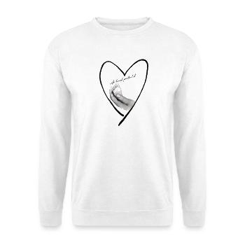 safe, loved & protected - Unisex Pullover - Weiß - Vorne - Alina (178cm) & Michal (187cm)