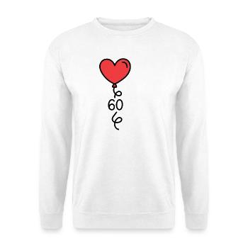 60 Geburtstag Herz Luftballon Damen T-Shirt - Unisex Pullover - Weiß - Vorne - Alina (178cm) & Michal (187cm)